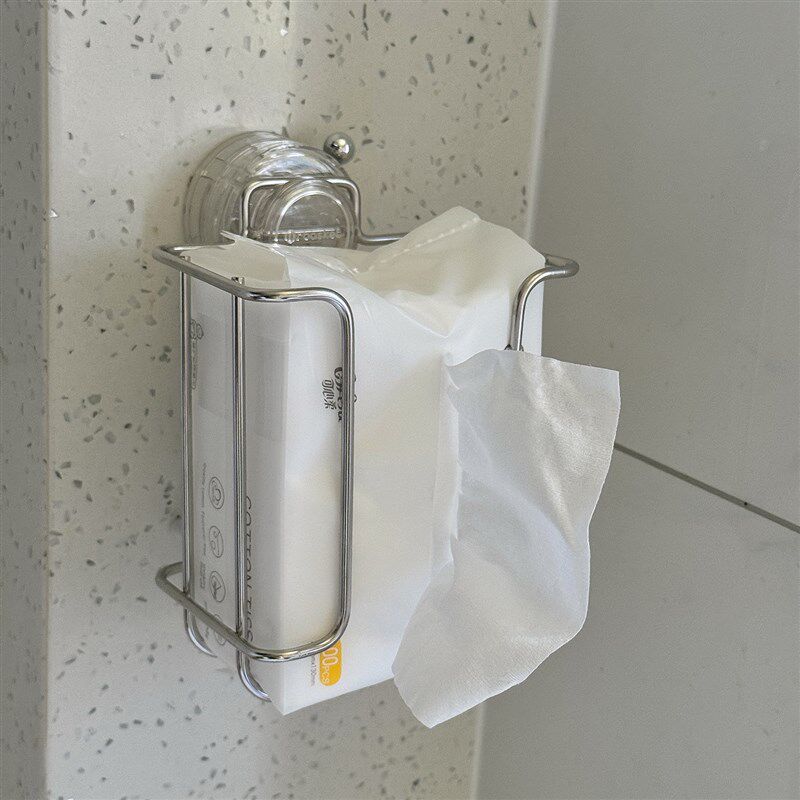 吸盘式不锈钢纸巾架化妆室免打孔湿纸巾洗脸巾置物架壁挂式卫生纸