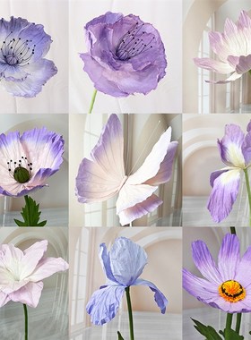 紫色橱窗美陈婚庆婚礼舞台布置巨型成品蝴蝶摄影道具仿真花纸艺