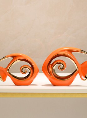 年年有鱼客厅电视柜摆件轻奢高档乔迁新居礼物酒柜装饰陶瓷工艺品