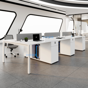 职员办公桌椅组合白色简约现代公司四人工位六人员工桌办公室卡座