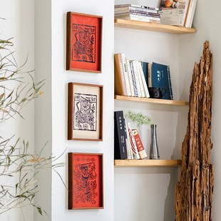 甲马财神纯手工木版年画创意新年装饰画春节挂饰相框摆件壁挂画框