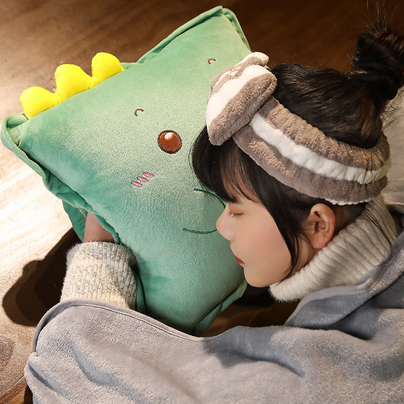 可爱抱枕被子两用汽车上靠枕车用枕头车载毯子三合一四季通用靠垫