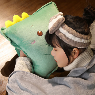 可爱抱枕被子两用汽车上靠枕车用枕头车载毯子三合一四季通用靠垫