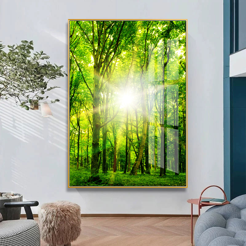 现代简约a玄关树林装饰画客厅沙发背景墙餐厅壁画大气走廊过道挂