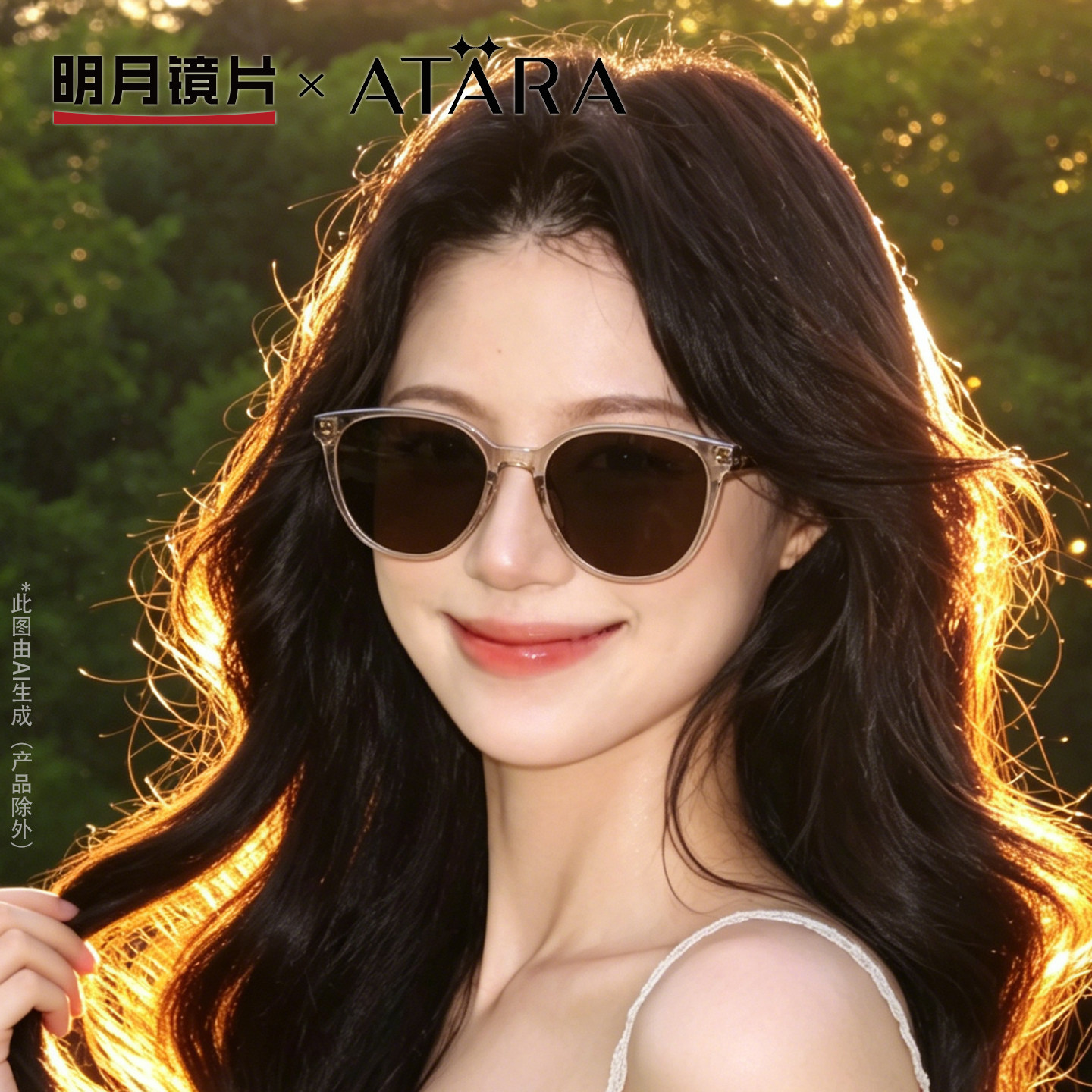 明月阿塔那墨镜高级感大框时尚百搭防晒带度数近视太阳镜A53010图片