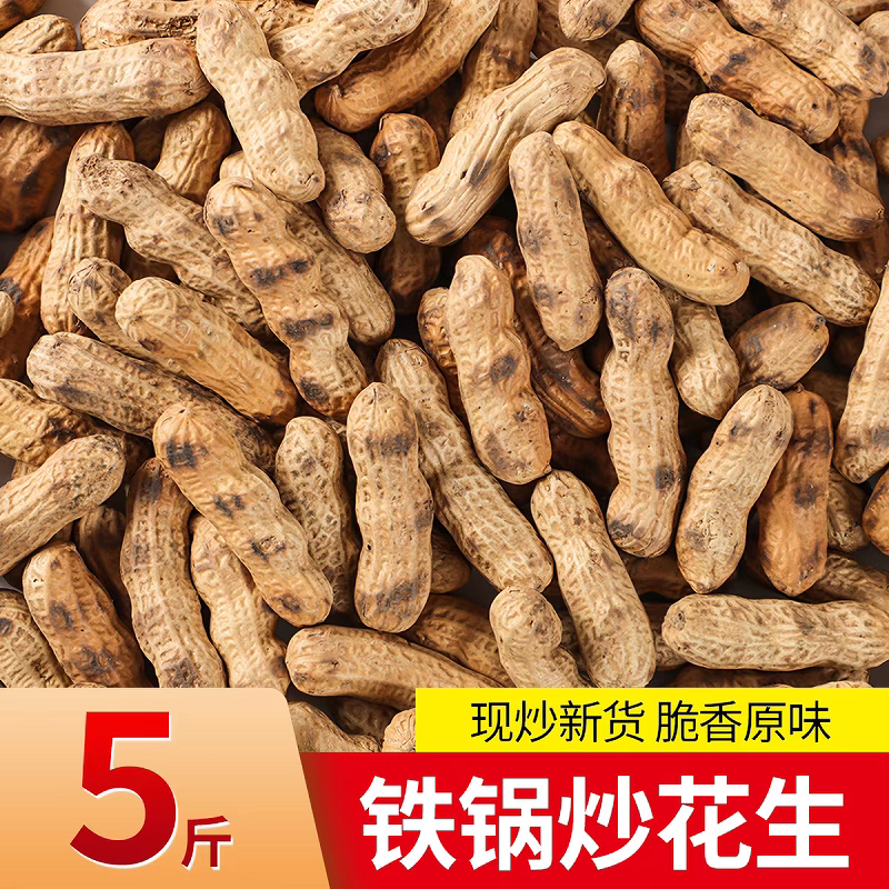 炒花生带壳原味2025新货带壳花生农家铁锅炒花生熟原味炒货红皮