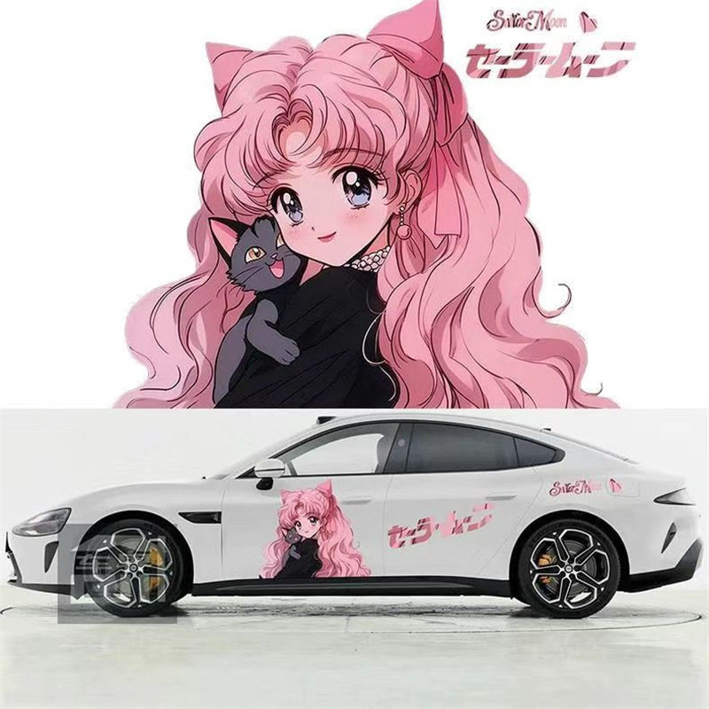 汽车通用款美战士无痕车贴水冰月野兔豚卡通装饰贴纸个性创意贴纸