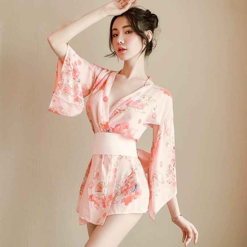 粉红色内衣日式套装小胸和服魅力睡裙