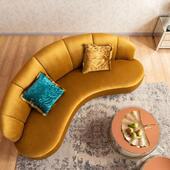 后现代简约异性丝绒布艺沙发北欧轻奢售楼部样板间工作室弧形沙发