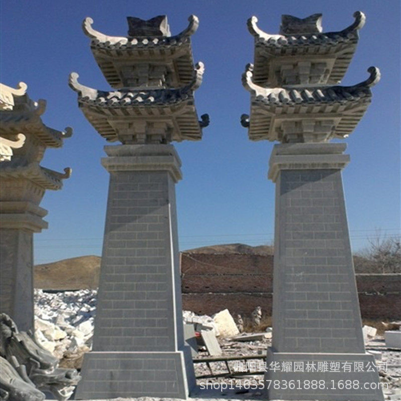 石雕阙楼唐雀汗厥石塔石头柱子眺望台牌坊灯塔大型汉阙门楼摆件