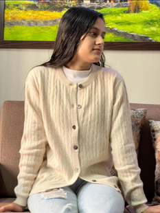 克什米尔山羊绒开衫扭花麻花款轻柔保暖女士款