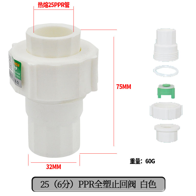 PPR止回阀活接头20 4分25 6分32 40 50 63水管管材管件配件