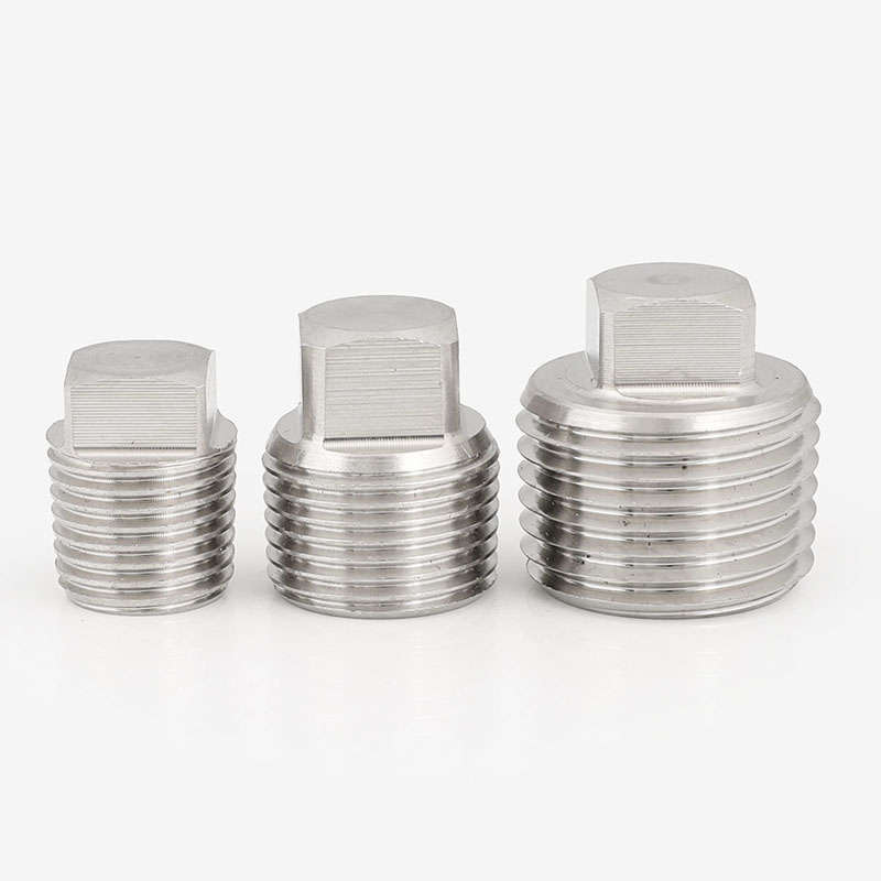 304不锈钢外四方堵头管堵2分4分6分螺塞外四角扳手堵头PT/NPT油堵
