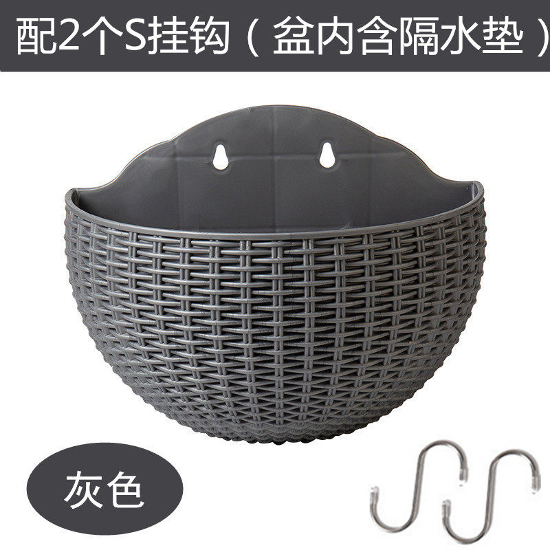 仿藤编半圆壁挂式盆塑料加厚阳台悬挂墙壁垂吊吊兰绿萝多肉花盆,工业油品/胶粘/化学/实验室用品,实验室漏斗,淘宝优惠券,粉丝福利购,淘宝优惠卷