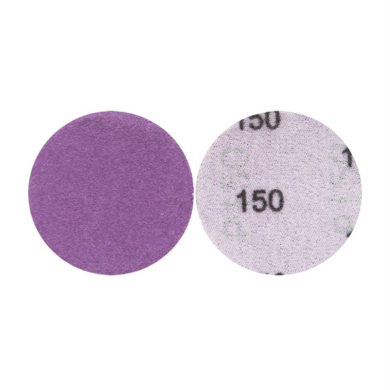 360A自粘植绒砂纸皮q2英寸50mm圆盘紫色打磨片干湿两用漆面抛光