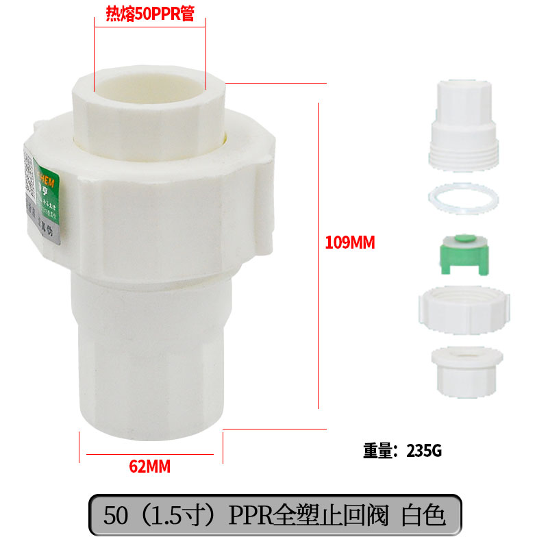 PPR止回阀活接头20 4分25 6分32 40 50 63水管管材管件配件
