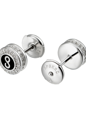 APORRO INFINITY系列简约S925银耳钉男女同款铜合金合成锆石耳饰