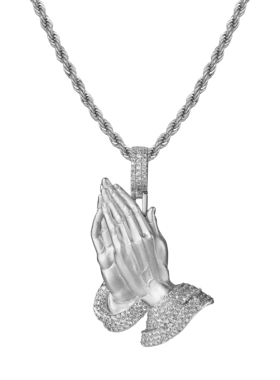 APORRO 祈祷之手满镶钻镀金小众设计感高级吊坠项链 礼物男女情侣