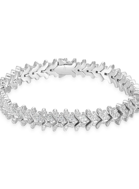 APORRO 12mm 满镶钻脊骨手链 小众个性质感复古 镀18K白金