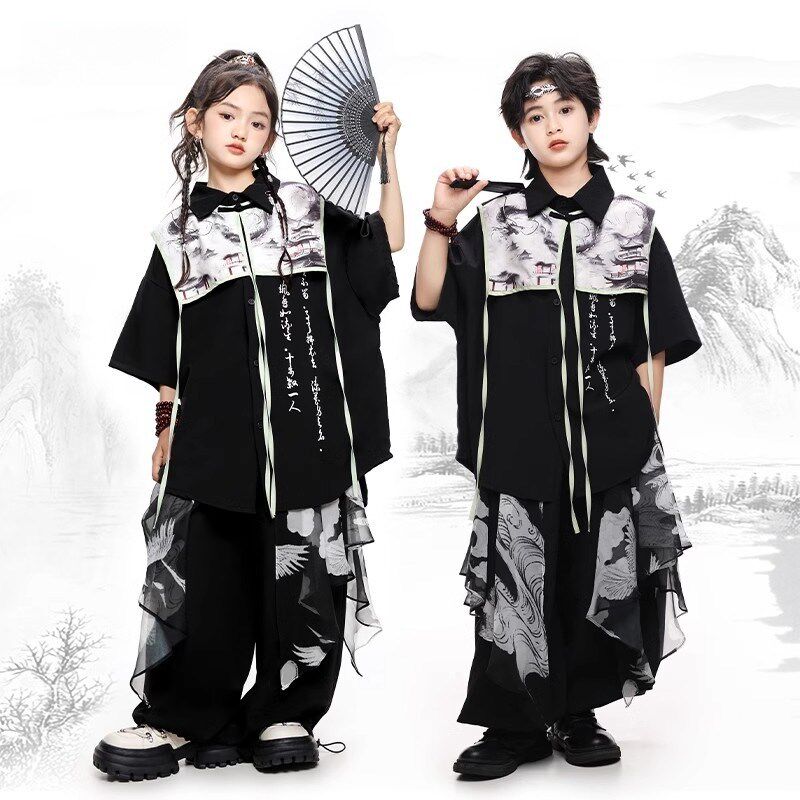 速发街舞少儿潮服男孩嘻哈男装服装套装hipho酷p帅中国风演出服装