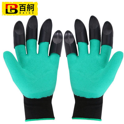 现货速发百舸挖土手套防护爪子园林种植种花拔草防护手套园艺浸胶