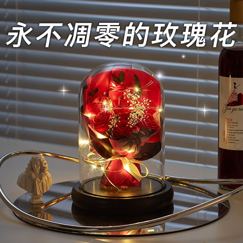 速发5生0情人节纪友日送老婆生生日礼物友朋念高级永2玫瑰花束灯