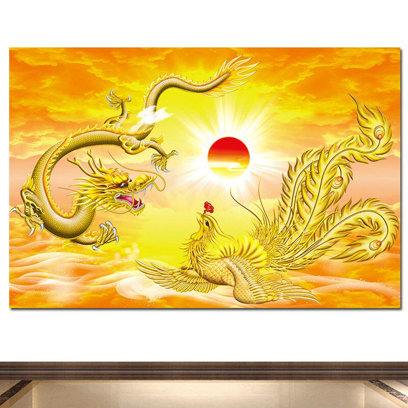 速发金龙金凤旺宅真龙聚财招财画龙凤呈动祥物画中堂餐厅书房挂画