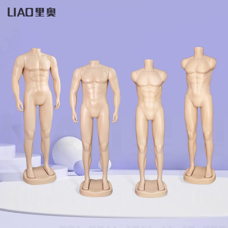 厂家出口便宜塑料模特男服装道具展示假人 大码肌肉非洲体型男模