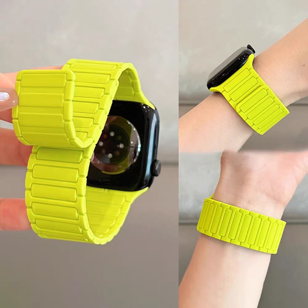 多巴胺适用iwatch苹果手表s11表带s10专用applewatch新款牡丹色s9男女款se高级感ultra3三珠硅胶磁吸质感小众