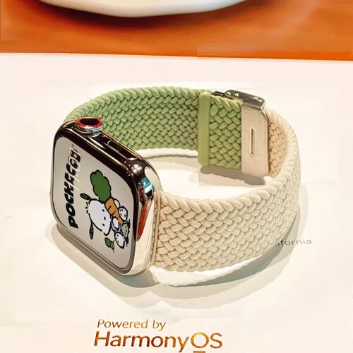 适用苹果手表s11表带新款iWatchs10拼色弹力尼龙编制卡扣表带applewatchS98se华为Fit4/Fit3创意小米9Pro夏天