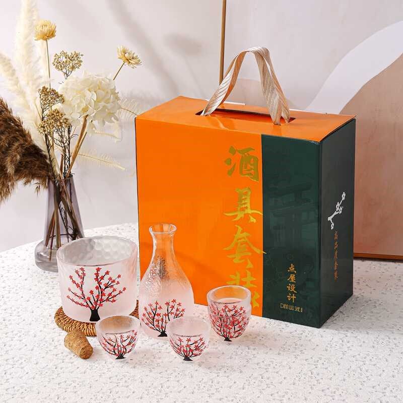 速发复古玻璃酒具套装家用璃玻白酒杯器酒壶分酒清礼盒装送人礼品