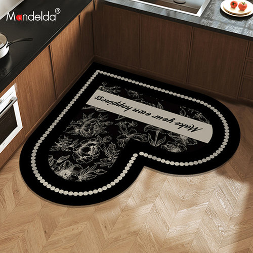 速发满油达法式心形厨房防得防滑垫家用吸水脚垫家用耐脏地垫可擦