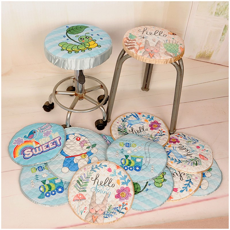 速发圆印垫套罩圆夹棉坐子圆垫松紧带座套布艺凳花圆形家用凳子套