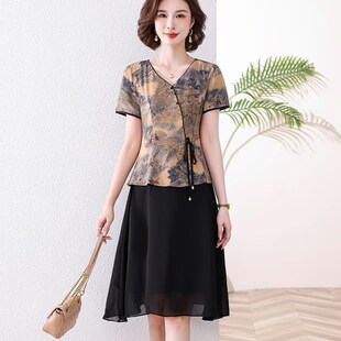 风贵时尚 连衣裙2520新款 百搭中老年气质 国高妈妈夏装 速发新中式