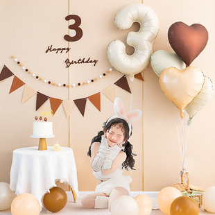速发奶油生字气球数日周岁儿童男孩景对装饰场景背宝墙布置