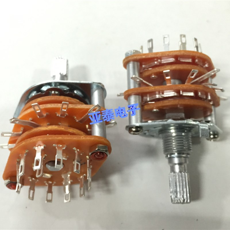 速发SR221F双层4刀6档位旋转波段开关旋转切换开关轴长20MM转动开