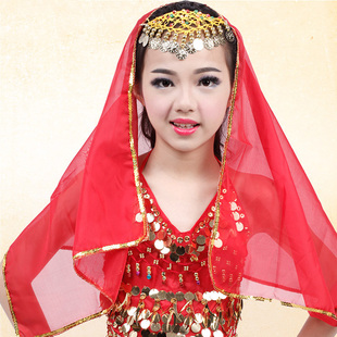 速发天竺少舞链演出服头纱 六纱儿童舞配饰头蹈一巾头巾