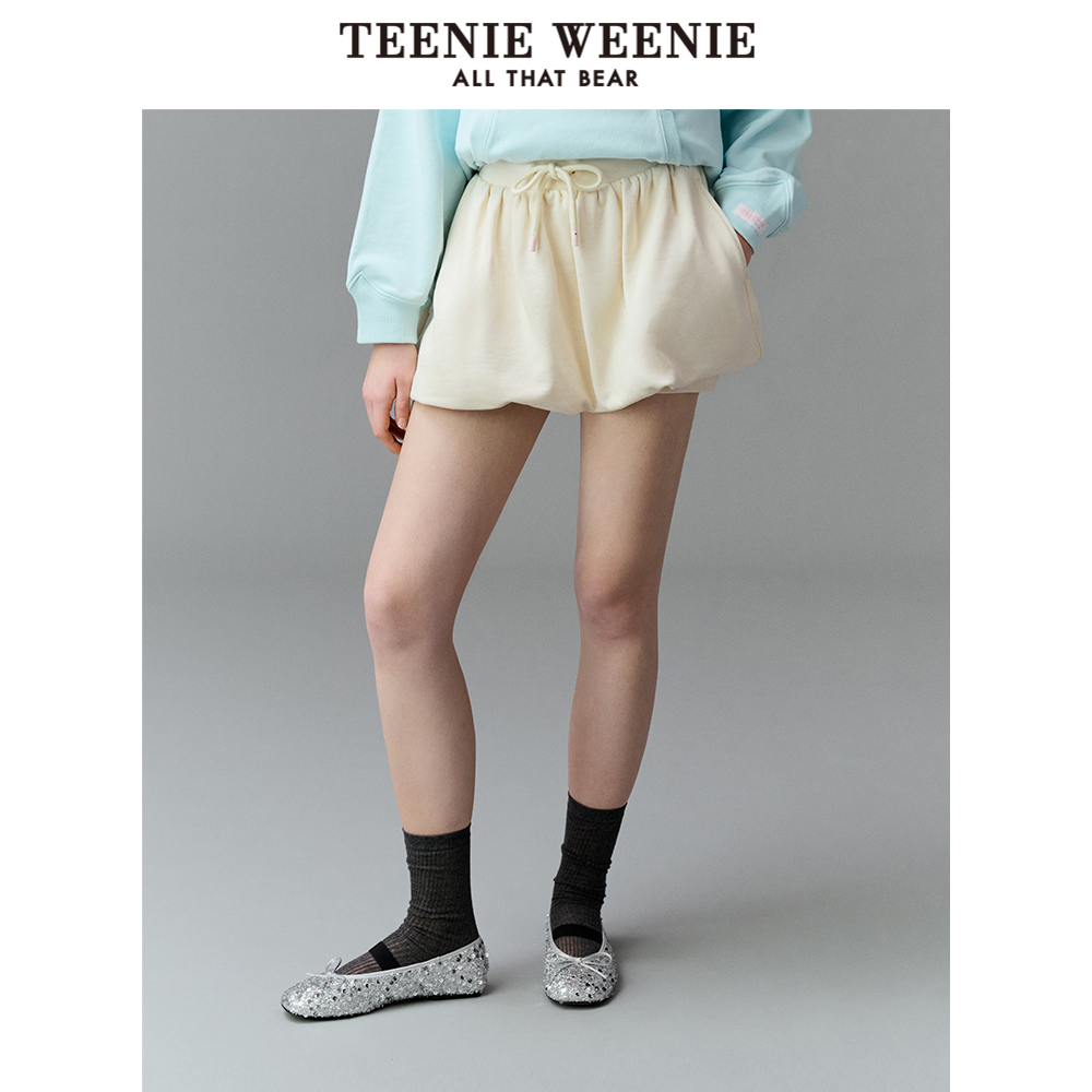 TeenieWeenie小熊女装卫裤2025年秋季新款时尚休闲运动花苞裤短裤
