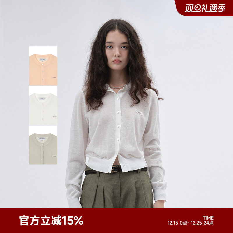 【亚麻混纺】TeenieWeenie小熊女装针织衫2025夏季薄款空调衫开衫