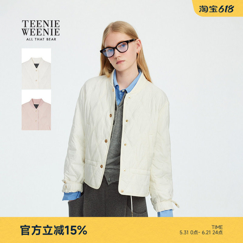 TeenieWeenie小熊女装棉服2025冬季新款清新淡雅温暖舒适棒球夹克
