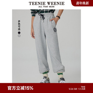 长裤 TeenieWeenie小熊秋季 宽松时尚 运动灰色卫裤 女 简约束脚休闲裤