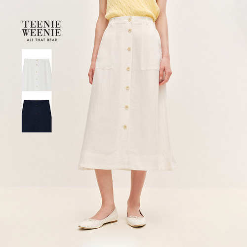 TeenieWeenie小熊女装半身裙26夏新款时尚气质通勤中长A字牛仔裙