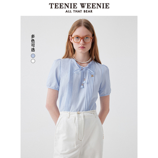少女感木耳边甜美时尚 TeenieWeenie小熊女装 新款 衬衫 衬衣 2025夏季