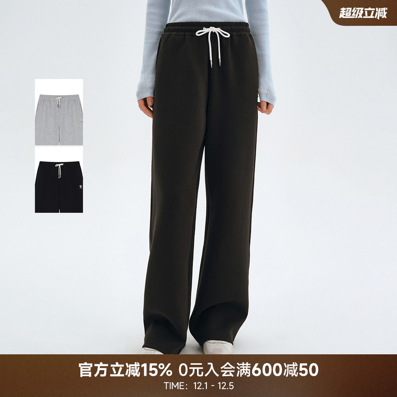 TeenieWeenie小熊女装卫裤2025秋季新款简约休闲松弛感舒适梭织裤