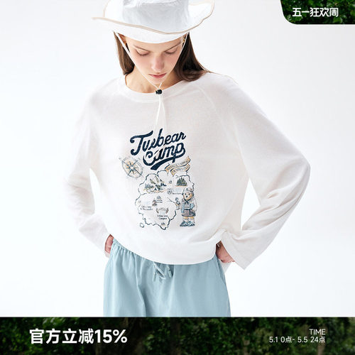 TeenieWeenie小熊女装T恤26春夏新品时髦插肩袖轻薄舒适长袖上衣