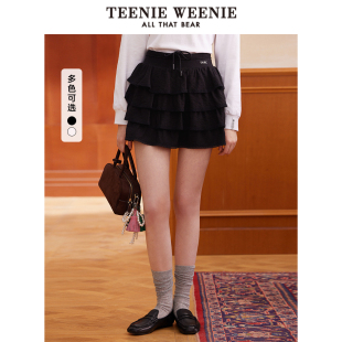 法式 TeenieWeenie小熊女裝 新款 氣質(zhì)時(shí)尚 半身裙2025秋季 拼接蛋糕裙