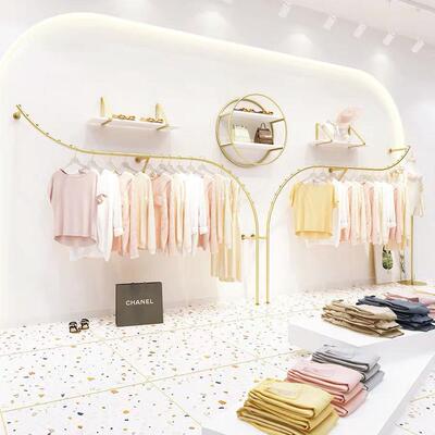服装店展示架上墙壁挂式女装店墙上挂衣服杆子童装挂衣架陈列货架