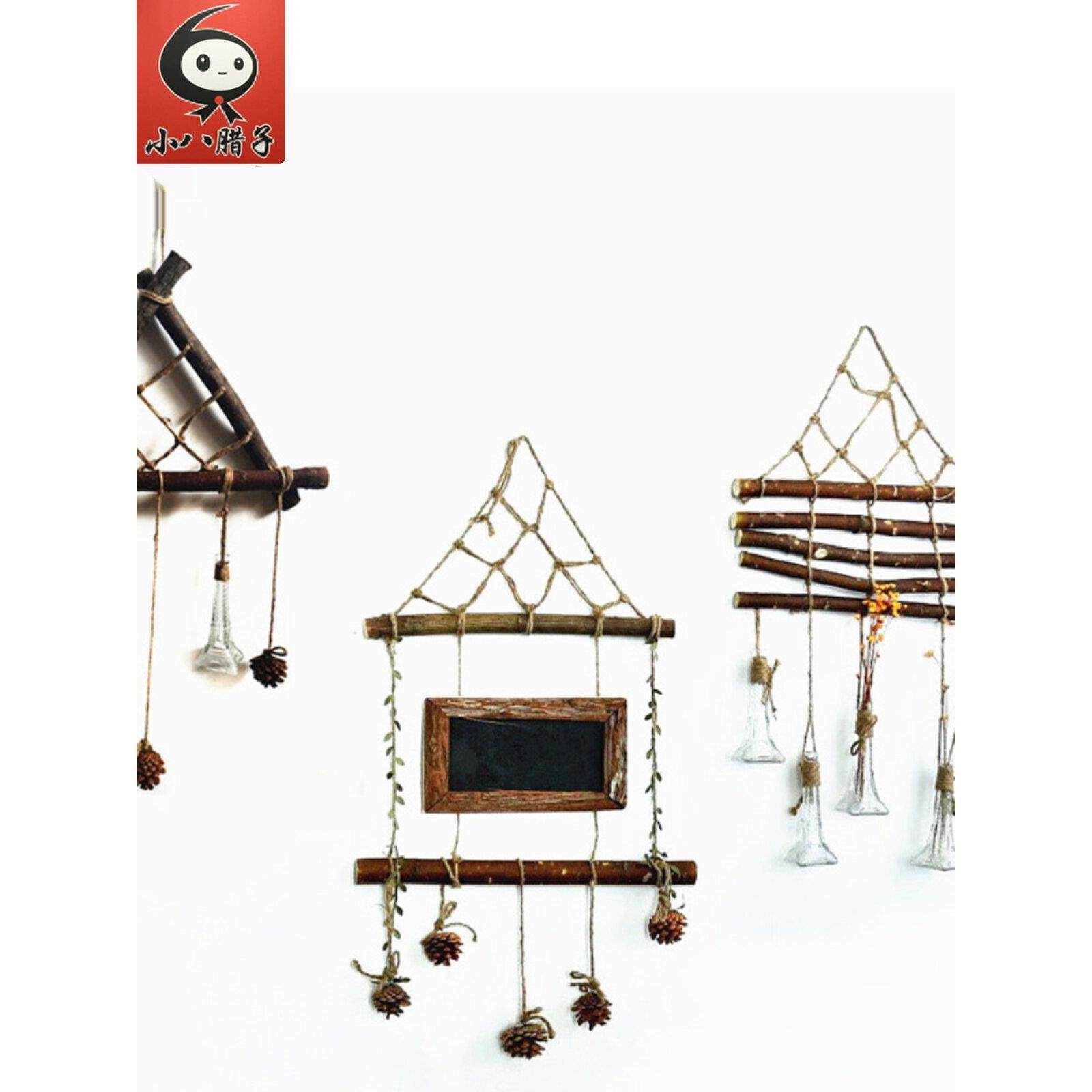 幼儿园低结构环境布置墙壁挂饰乡村风原木松果黑板吊饰教室装饰品