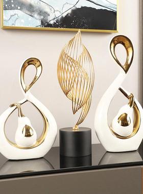 创意风生水起摆件客厅酒柜书柜玄关电视柜装饰高级陶瓷简约轻奢风