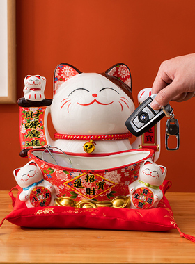 速发招财猫收乔摆件入户玄门进关柜置物架装饰品纳迁新居搬家礼物
